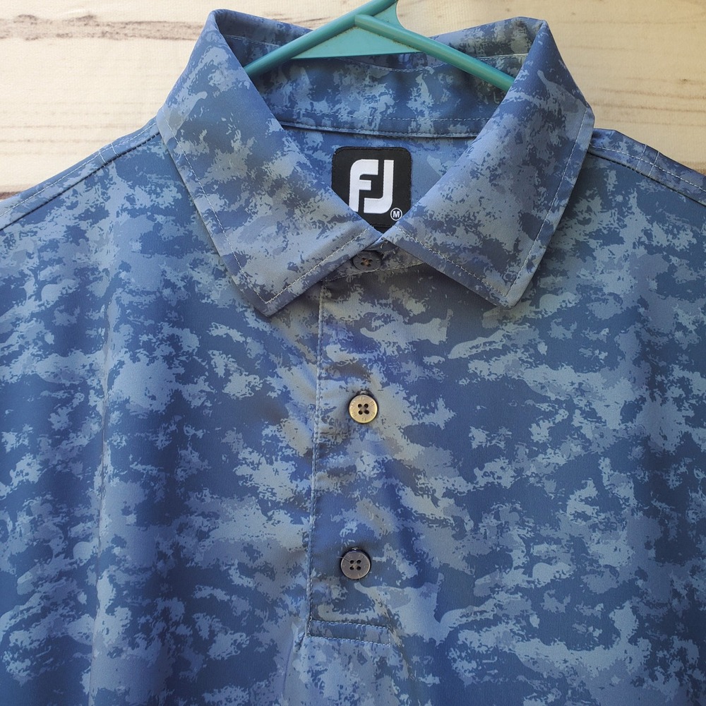 FootJoy Mens Blue Digital Camo ProDry Performance Golf Polo Shirt Size M